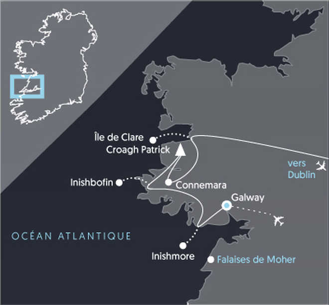 Carte et itinéraire en Irlande