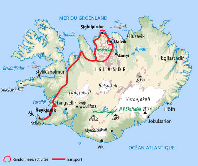 Carte voyage Islande Nord