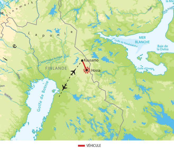 Carte itinéraire Hossa Finlande
