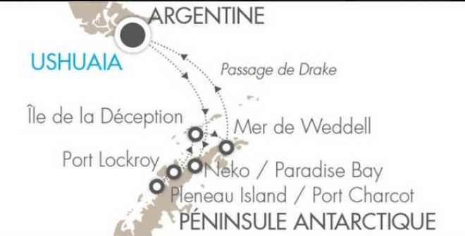 Carte Voyage Antarctique - © 66 Nord Carte Voyage Antarctique