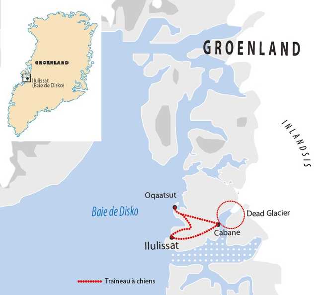 Carte Voyage Groenland - © 66 Nord Carte Voyage Groenland