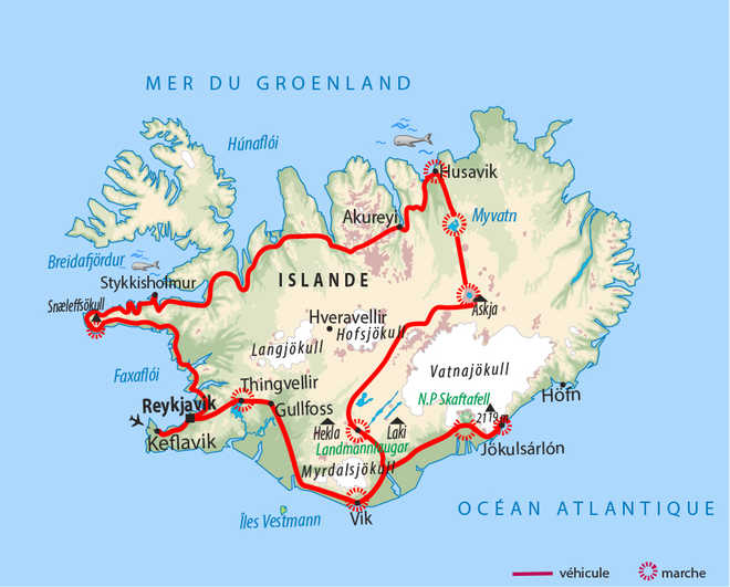 Carte Voyage Islande - © 66 Nord Carte Voyage Islande