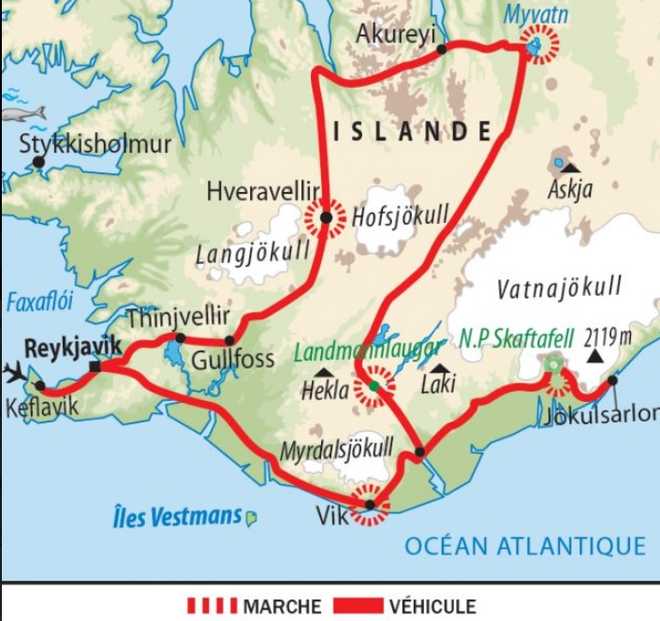 Carte Voyage Islande - © 66 Nord Carte Voyage Islande