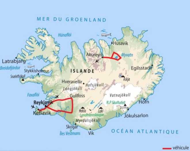 Carte Voyage Islande - © 66 Nord Carte Voyage Islande