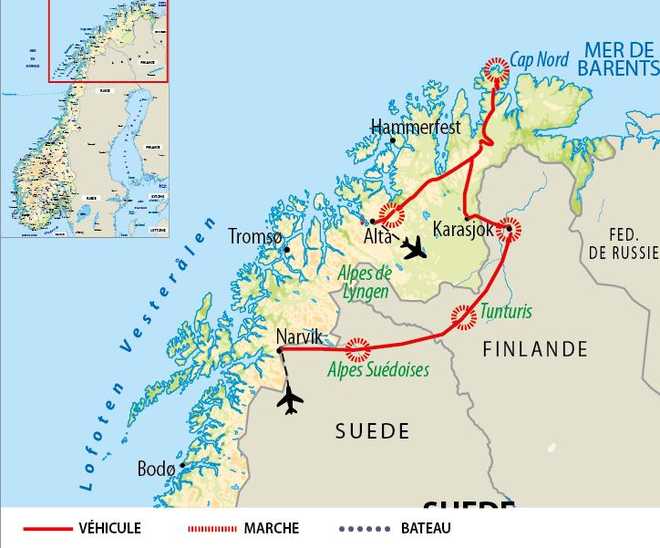 Carte Voyage Norvège - © 66 Nord Carte Voyage Norvège