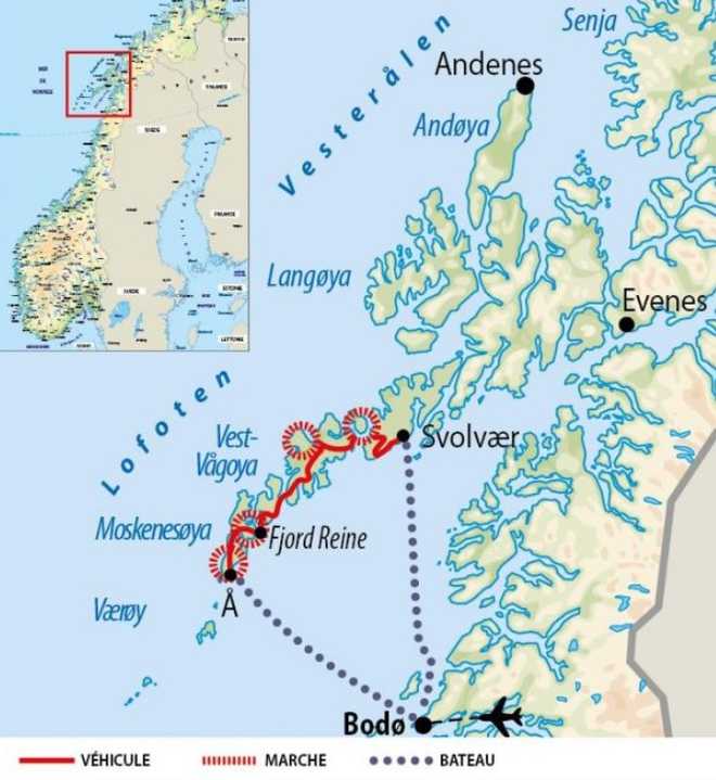 Carte Voyage Norvège - © 66 Nord Carte Voyage Norvège