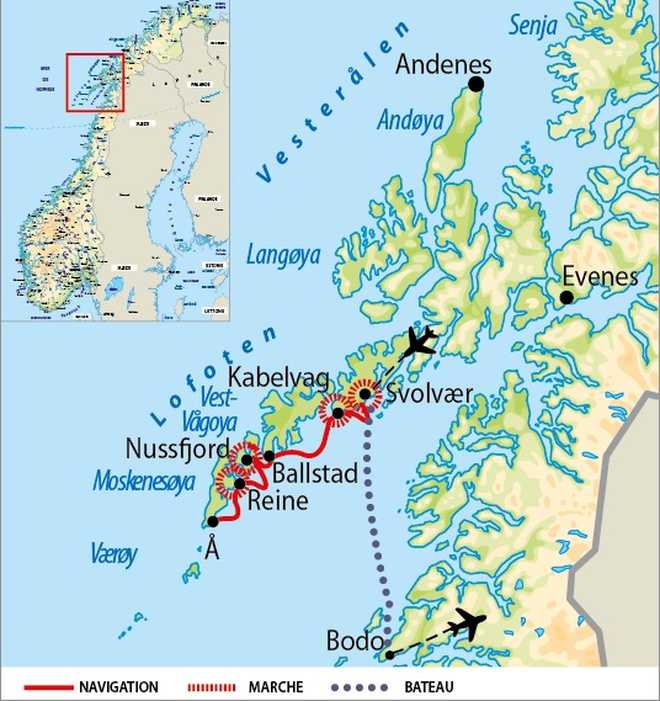 Carte Voyage Norvège - © 66 Nord Carte Voyage Norvège
