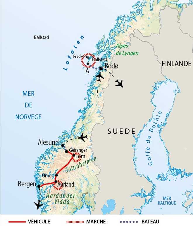 Carte Voyage Norvège - © 66 Nord Carte Voyage Norvège