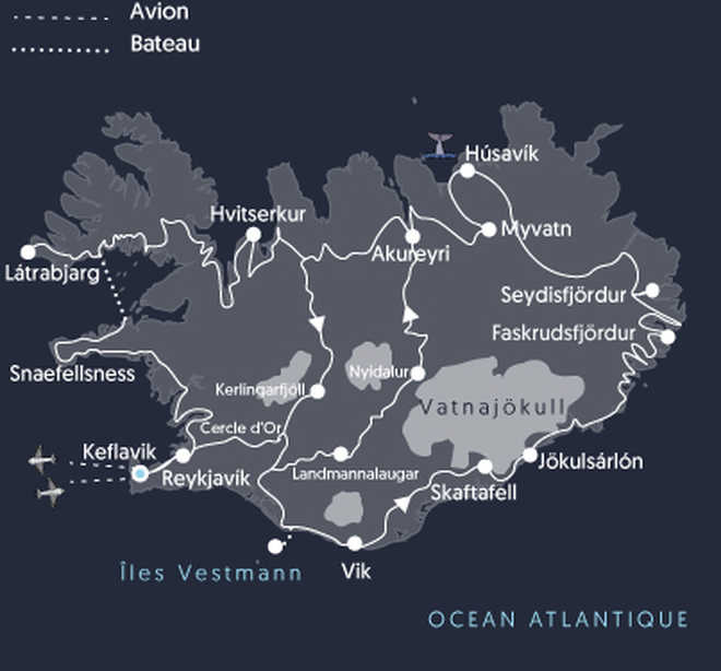 Itinéraire de voyage en Islande