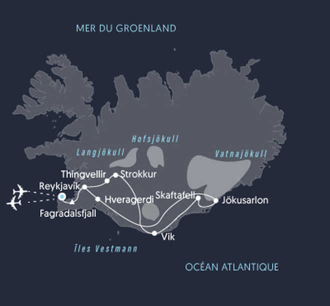 Itinéraire de voyage en Islande du Sud