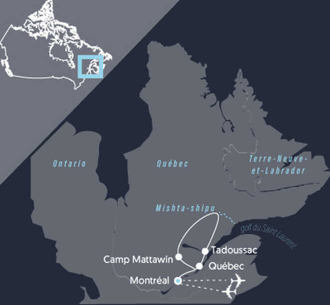 Carte UCANOE2 © 66 Nord Itinéraire voyage canoe au Canada