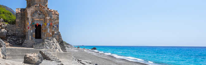 Chapelle Saint Paul et plage d'Agios Pavlos en Crète