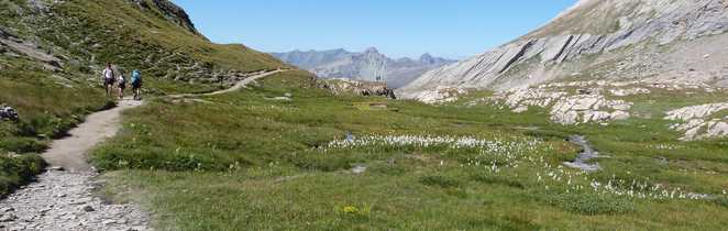 Un groupe de personne effectuant un trek dans le parc Queyras dans les Alpes du Sud