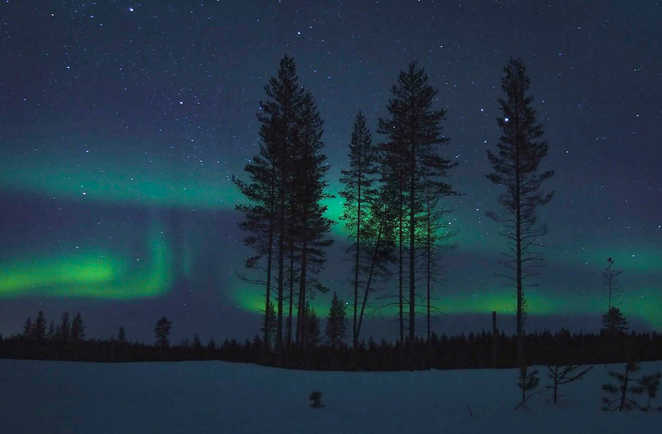 Aurores boréales en Laponie