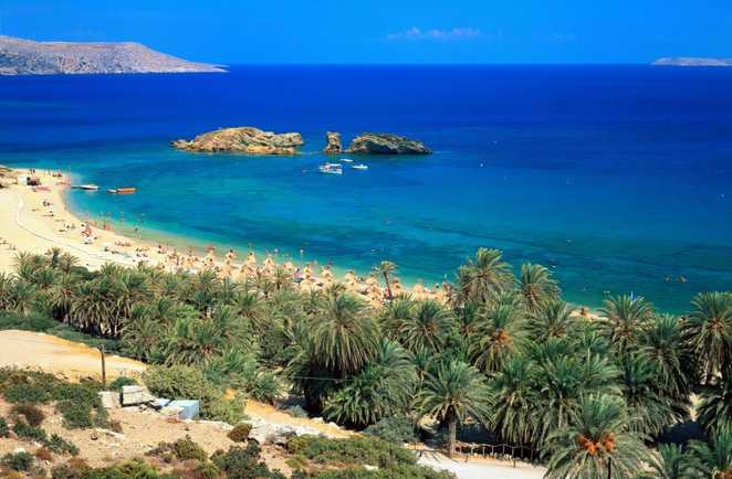 Crete, palmeraie et plage de Vaï