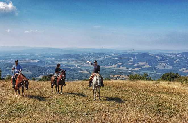 Magnifique point de vue sur la Toscane à cheval