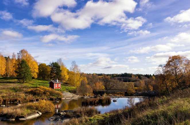 Paysage typique du sud finlandais par les terres