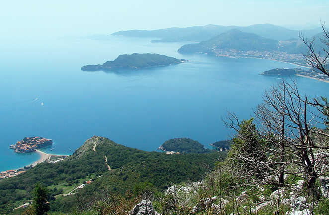 Randonnée côtière au dessus de Sveti Stefan, Montenegro