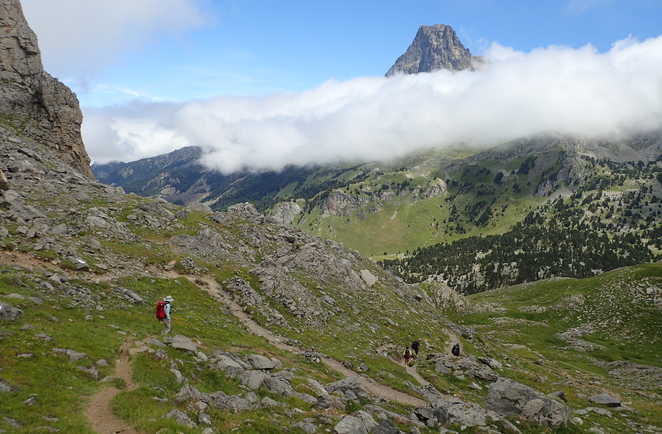 Randonneurs dans la vallée d'Ossau, Pyrénées