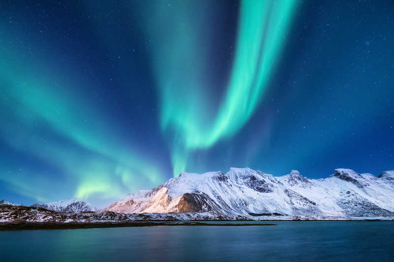 Aurores boréales en Norvège l'hiver