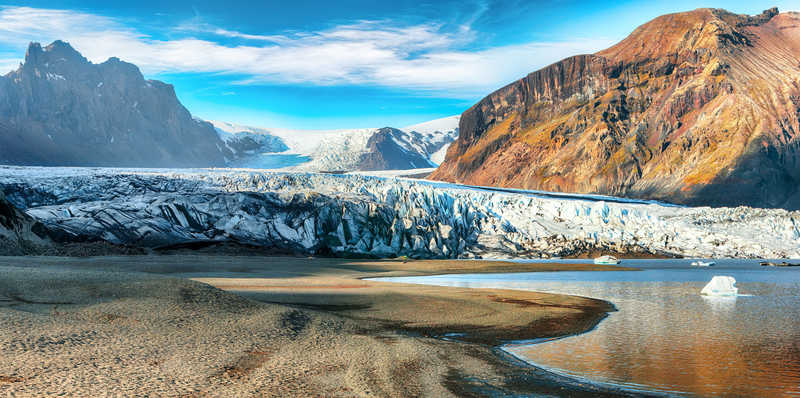 Glacier de Skaftafellsjokull dans le parc national de Skaftafell en Islande