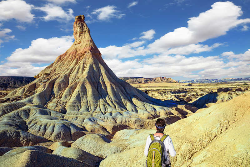 Randonneuse à Bardenas Reales, Navarra, Espagne