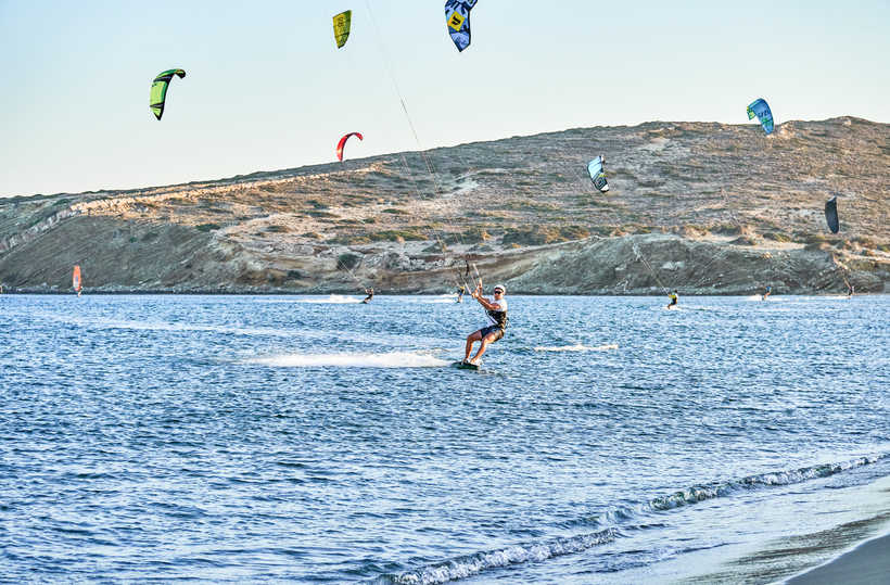 Kitesurf sur la plage de Prasonisi, Rhodes